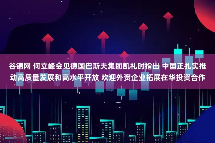 谷锦网 何立峰会见德国巴斯夫集团凯礼时指出 中国正扎实推动高质量发展和高水平开放 欢迎外资企业拓展在华投资合作